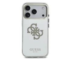 Guess PC/TPU Mirror 4G Glitter Logo MagSafe dėklas skirtas Apple iPhone 17 Pro Max Gold