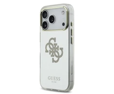 Guess PC/TPU Mirror 4G Glitter Logo MagSafe dėklas skirtas Apple iPhone 17 Pro Gold