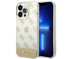 Guess GUHCP14LHG4MHG Apple iPhone 14 Pro6,1" auksinis kietasis dėklas 4G šablono scenarijus