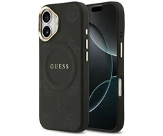 GUESS dėklas, skirtas IPHONE 17, suderinamas su MagSafe GUHMP17SPSAMSECK (PU W/ Peony Hot Stamp) juodas