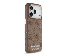 Guess PU 4G MagSafe Strap Limited Edition of 299 dėklas skirtas Apple iPhone 17 Pro rudos spalvos
