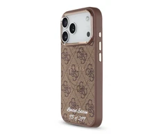 Guess PU 4G MagSafe Strap Limited Edition of 299 dėklas skirtas Apple iPhone 17 Pro rudos spalvos