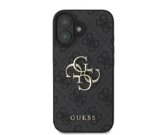 Guess PU 4G Metal Logo Apple iPhone 16 Plus dėklas telefonui pilkos spalvos