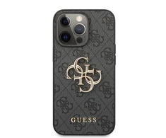 Guess Apple iPhone 13 Pro metalinis logotipo dėklas Pilkas