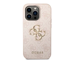 Guess GUHCP14X4GMGPI iPhone 14 Pro Max 6.7" rožinis/rožinis kietas 4G dėklas, didelis metalinis logotipas