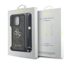 Dėklas Guess PU 4G Metal Logo Crossbody Strap dėkals tavo Apple iPhone 16 Pro Max rudos spalvos