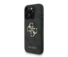 Guess PU 4G Metal Logo Strap dėklas skirtas Apple iPhone 15 Pro Max juodos spalvos