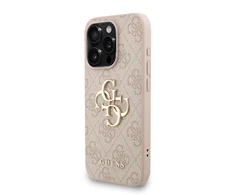 Guess PU 4G Metal Logo Strap dėklas skirtas Apple iPhone 15 Pro Max rožinės spalvos