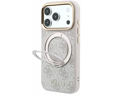 Guess PU 4G Ring Stand MagSafe dėklas skirtas iPhone 18 Pro rožinės spalvos