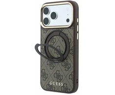 Dėklas Guess PU 4G Ring Stand MagSafe Case for iPhone 18 Pro Max Brown