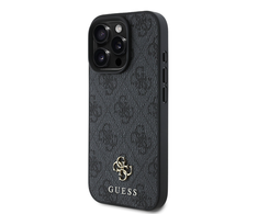 Guess PU 4G Small Metal Logo MagSafe Apple iPhone 16 Pro dėklas telefonui pilkos spalvos