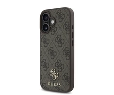 Guess PU 4G Small Metal Logo MagSafe dėklas skirtas Apple iPhone 16 Plus Brown