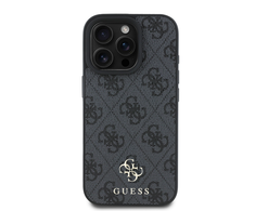 Guess PU 4G Small Metal Logo MagSafe Apple iPhone 16 Pro dėklas telefonui pilkos spalvos