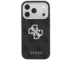 Dėklas Guess PU 4G Strass Metal Logo Case for iPhone 18 Pro Juodas