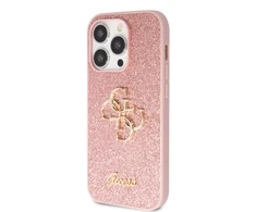 Dėklas Guess Glitter Script Big 4G - Apple iPhone 15 Pro Case pink