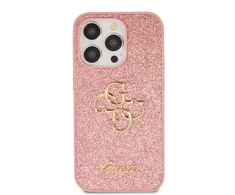 Dėklas Guess Glitter Script Big 4G - Apple iPhone 15 Pro Case pink