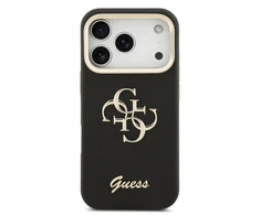 Guess PU Grained 4G Logo Stand Camera Frame dėklas skirtas Apple iPhone 17 Pro juodos spalvos