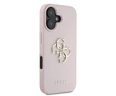 Dėklas Guess Grained Big 4G Logo Small Classic Logo Apple iPhone 16 rožinės spalvos