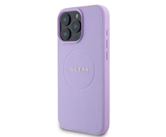 Guess PU Grained Classic Logo MagSafe Apple iPhone 16 Pro Max dėklas telefonui violetinės spalvos