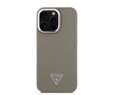 Guess PU Grained Triangle Logo Apple iPhone 16 Pro Max dėklas telefonui rudos spalvos