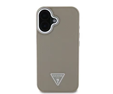 Guess PU Grained Triangle Logo Apple iPhone 16 dėklas telefonui rudos spalvos