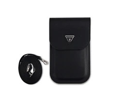 Dėklas Guess PU Grained Triangle Logo Phone Bag juodos spalvos