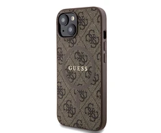 Dėklas GUESS GUHMP15SG4GFRW IPHONE 15/14/13 6.1 "BROWN / BROWN HARDCASE 4G COLLECTION LEATHER METAL LOGO MAGSAFE
