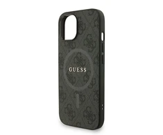 Guess PU Leather 4G Colored Ring Strap MagSafe dėklas skirtas Apple iPhone 13 juodos spalvos