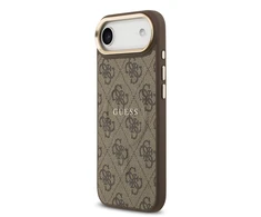 Guess PU Leather 4G Gold Frame MagSafe dėklas skirtas Apple iPhone 17 Air rudos spalvos