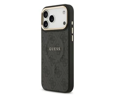 Guess PU Leather 4G Gold Frame MagSafe dėklas skirtas Apple iPhone 17 Pro Max juodos spalvos