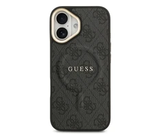 Guess PU Leather 4G Gold Frame MagSafe dėklas skirtas Apple iPhone 17 juodos spalvos