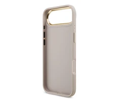 Guess PU Leather 4G Metal Logo Gold Frame dėklas skirtas Apple iPhone Air rožinės spalvos
