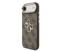 Guess PU Leather 4G Metal Logo Gold Frame dėklas skirtas Apple iPhone Air rudos spalvos
