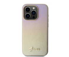 GUESS GUHCP15XPSAIRD IPHONE 15 PRO MAX 6.7" ZLOTY/AUKSINIS KIETAS DĖKLAS SAFFIANO IRIDESCENT SCRIPT