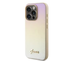 Dėklas GUESS GUHCP15LPSAIRD IPHONE 15 PRO 6.1 "GOLD / GOLD HARDCASE SAFFIANO IRIDESCENT SCRIPT