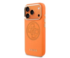 Guess PU Perskirtasated 4G dėklas skirtas Apple iPhone 17 Pro oranžinės spalvos