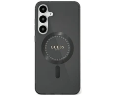 GUESS dėklas skirtas Samsung Galaxy S25 GUHMS25SPFTDTEK (Magnetic IML Rhinestones) juodos spalvos