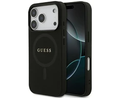 Guess Saffiano Classic Logo MagSafe dėklas skirtas Apple iPhone 17 Pro juodos spalvos