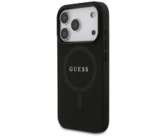 Guess Saffiano Classic Logo MagSafe dėklas skirtas Apple iPhone 17 Pro juodos spalvos