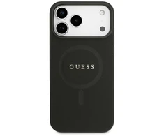 Guess Saffiano Classic Logo MagSafe dėklas skirtas Apple iPhone 17 Pro Max juodos spalvos