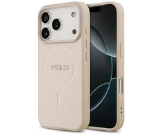 Guess Saffiano Classic Logo MagSafe dėklas skirtas Apple iPhone 17 Pro rožinės spalvos
