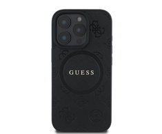 Guess Saffiano Peony Classic Logo MagSafe - dėklas skirtas Apple iPhone 16 Pro juodas