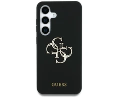 Original dėklas GUESS Silicone Big 4G Logo Bottom Script skirtas Samsung Galaxy S25 Ultra juodos spalvos