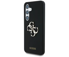 Dėklas Guess Silicone Big 4G Logo Bottom Script Samsung Galaxy S25 juodos spalvos