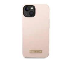 Dėklas GUESS GUHMP14MSBPLP IPHONE 14 PLUS / 15 PLUS 6.7 "Rožinis / Rožinis HARD CASE SILICONE PLATE MAGSAFE LOGO