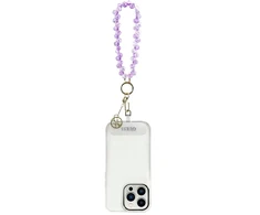 Dėklas Guess universalus riešo dirželis su kristalais 4G Charm violetinis