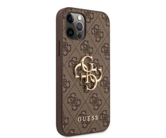 Guess "GUHCP12M4GMGBR PU 4G metalinis logotipo dėklas iPhone 12/12 Pro" rudas