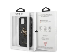 Dėklas Guess Apple iPhone 12/12 PU 4G Metal Logo Case Pilkas