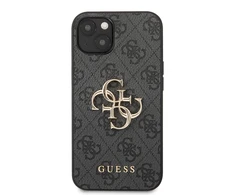 Guess Case GUHCP13M4GMGGR Apple iPhone 13 pilkas / pilkas kietas dėklas 4G didelis metalinis logotipas
