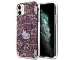 Apple iPhone 11 Hello Kitty dėklas IML Tags Graffiti (HKHCN61HDGPTP) rožinės spalvos